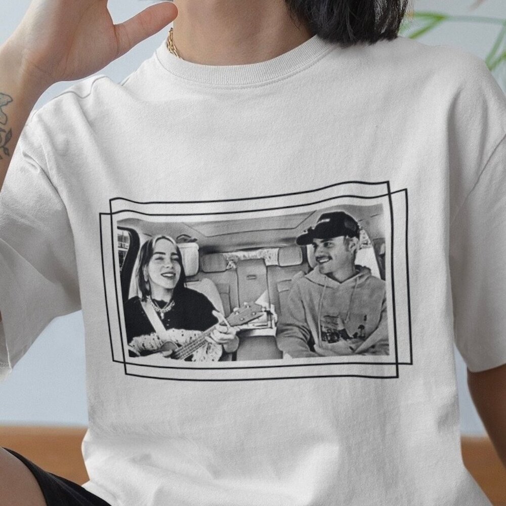 Billie Eilish X Justin Unisex T-Shirt, Graphics Unisex Retro Shirt